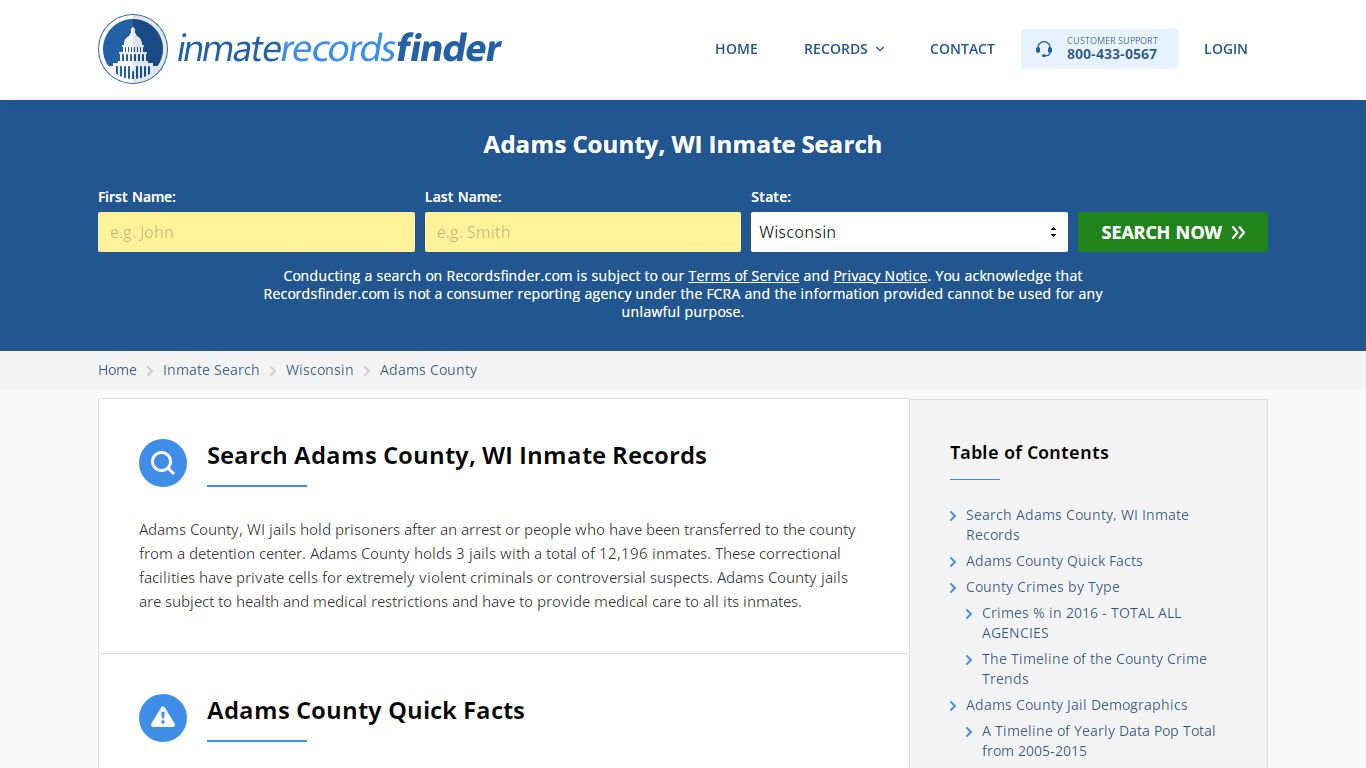 Adams County, WI Inmate Lookup & Jail Records Online